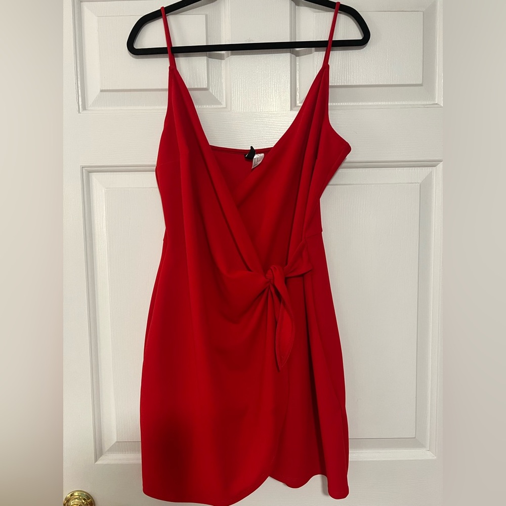 H&M red asymmetrical mini dress